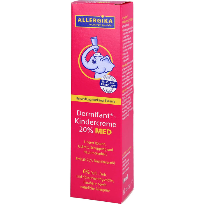 Dermifant Kindercreme 20% MED lindert Rötung, Juckreiz, Schuppung und Hauttrockenheit bei trockenen Ekzemen, 100 ml Crème