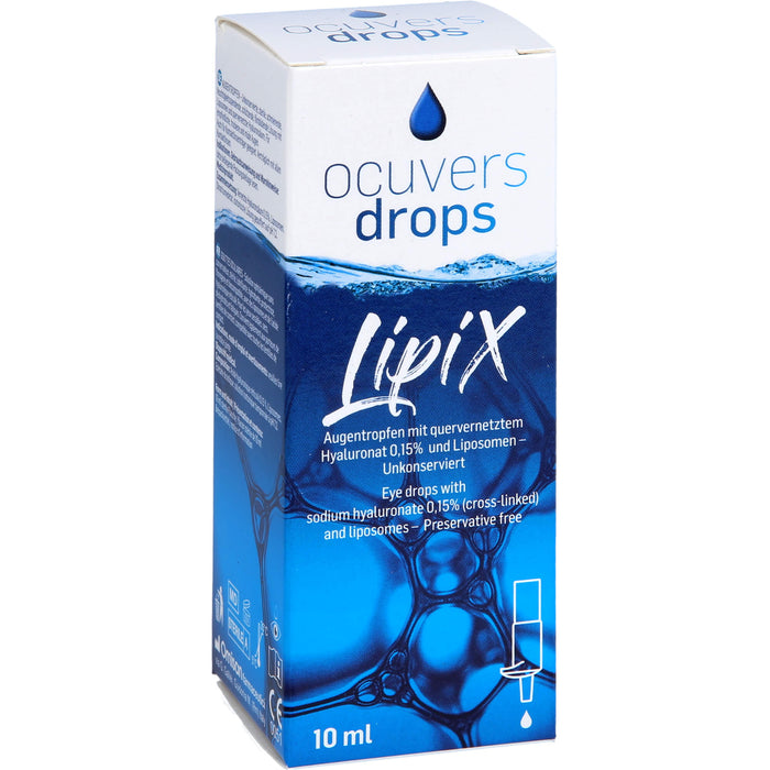 Ocuvers drops LipiX Augentropfen für empfindliche, trockene, dehydrierte und müde Augen, 10 ml Tropfen