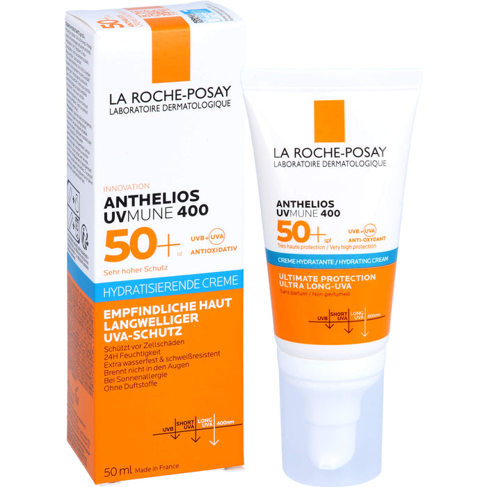 La Roche-Posay Anthelios Hydratisierende Creme UVMune 400 LSF 50+ für empfindliche Haut, 50 ml Crème