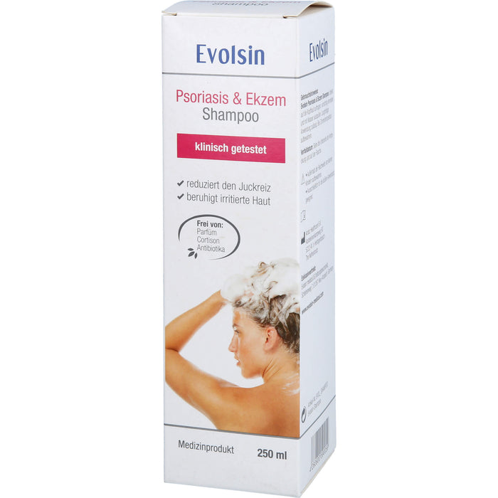 Evolsin Ekzem & Psoriasis Shampoo bei Schuppenflechte, Ekzemen & Neurodermitis auf Kopfhaut & Körper, 250 ml Shampoing