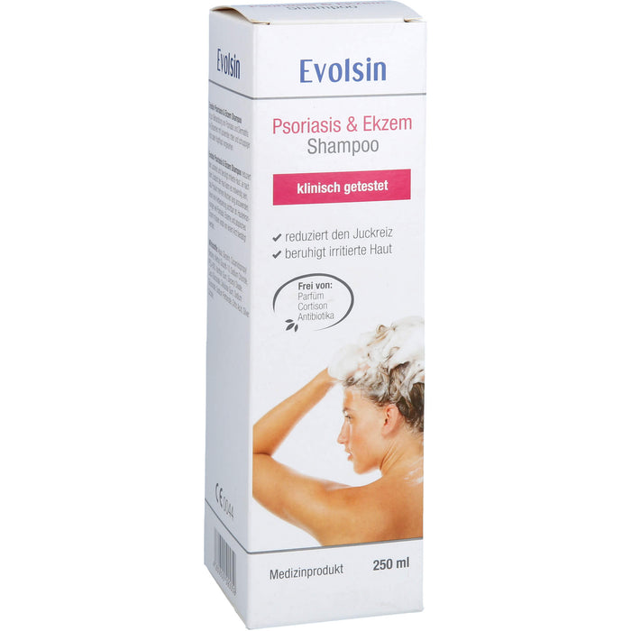 Evolsin Ekzem & Psoriasis Shampoo bei Schuppenflechte, Ekzemen & Neurodermitis auf Kopfhaut & Körper, 250 ml Shampoing