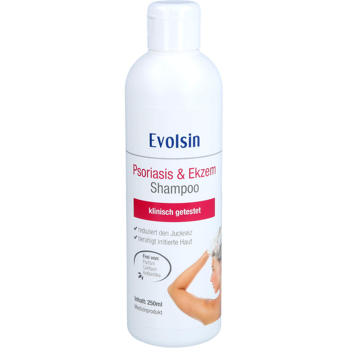 Evolsin Ekzem & Psoriasis Shampoo bei Schuppenflechte, Ekzemen & Neurodermitis auf Kopfhaut & Körper, 250 ml Shampoing