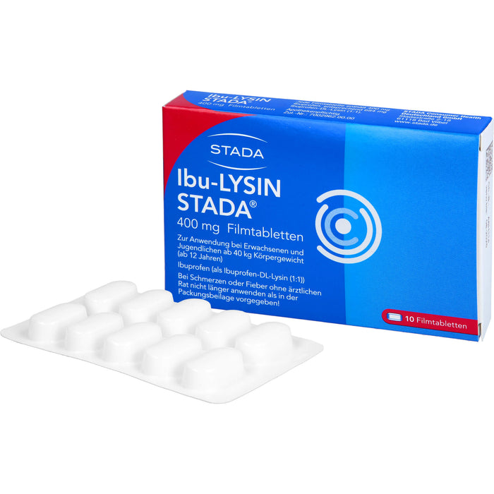 STADA Ibu-Lysin 400 mg Filmtabletten bei Schmerzen und Fieber, 10 pcs. Tablets