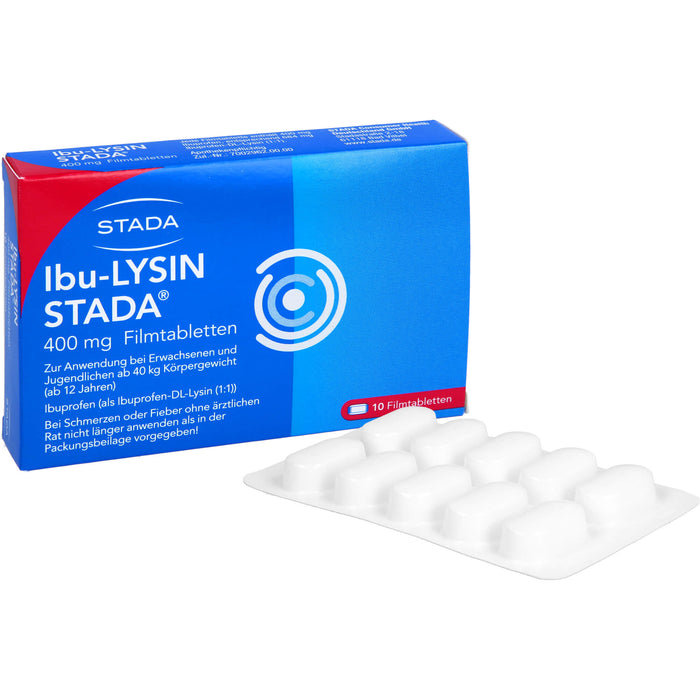 STADA Ibu-Lysin 400 mg Filmtabletten bei Schmerzen und Fieber, 10 pcs. Tablets