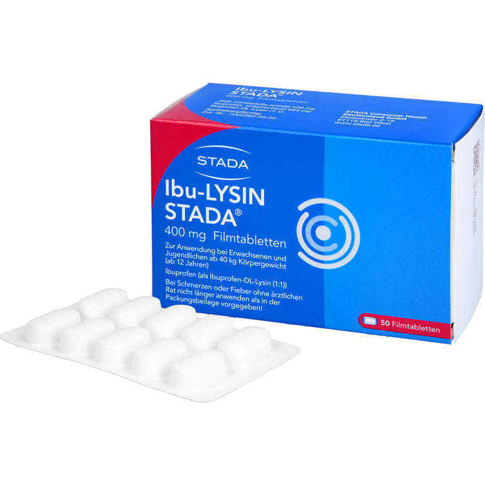 STADA Ibu-Lysin 400 mg Filmtabletten bei Schmerzen und Fieber, 50 St. Tabletten