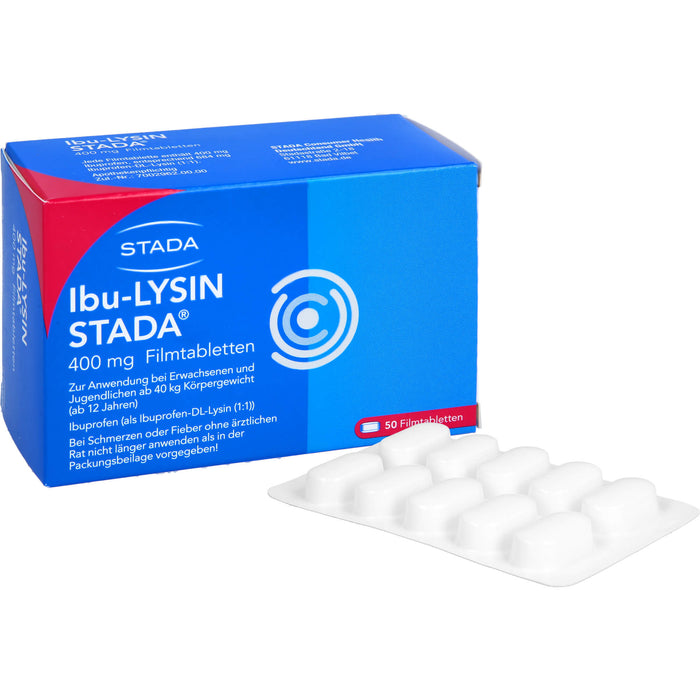 STADA Ibu-Lysin 400 mg Filmtabletten bei Schmerzen und Fieber, 50 St. Tabletten