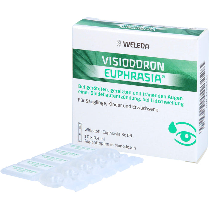 Visiodoron Euphrasia Augentropfen in Monodosen bei geröteten, gereizten & tränenden Augen einer Bindehautentzündung, 10 pc Récipients à dose unique