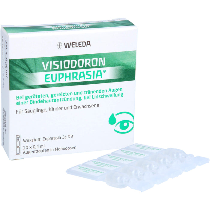 Visiodoron Euphrasia Augentropfen in Monodosen bei geröteten, gereizten & tränenden Augen einer Bindehautentzündung, 10 pc Récipients à dose unique
