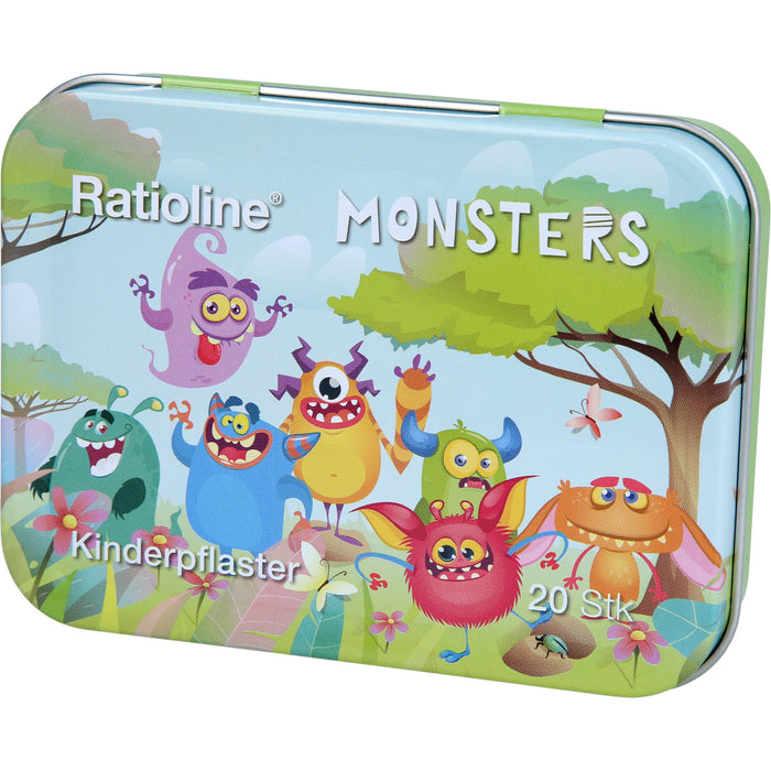 Ratioline Kinderpflaster Monsters in Blechbox, 20 pc Pansement