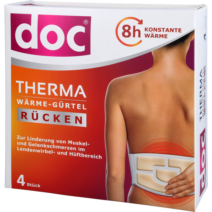 Doc Therma Wärme-Gürtel Rücken zur Linderung von Muskel und Gelenksschmerzen, 4 pc Coussin chauffant