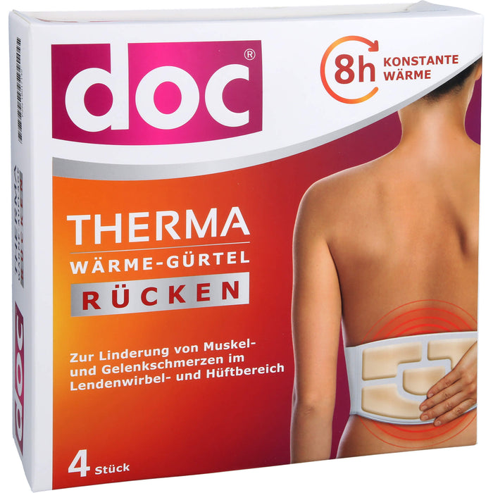 Doc Therma Wärme-Gürtel Rücken zur Linderung von Muskel und Gelenksschmerzen, 4 pc Coussin chauffant