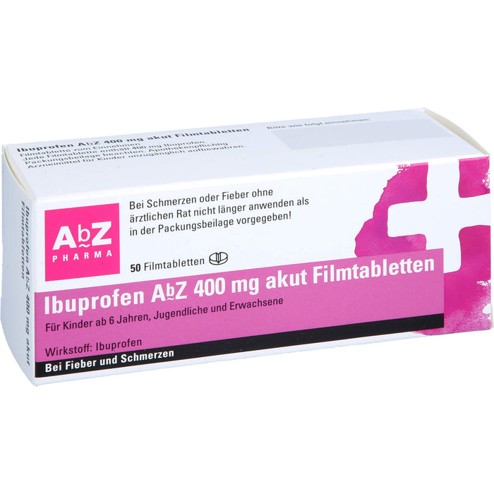 Ibuprofen AbZ 400 mg akut Filmtabletten bei Fieber und Schmerzen, 50 pcs. Tablets
