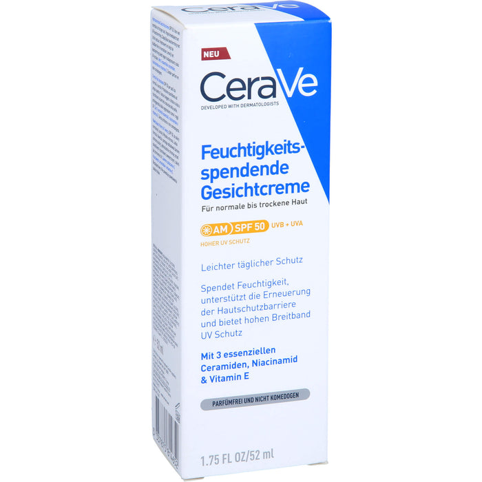 CeraVe feuchtigkeitsspendende Gesichtscreme mit LSF 50 für normale bis trockene Haut, 52 ml Crème
