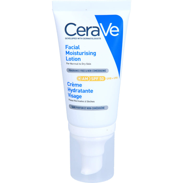 CeraVe feuchtigkeitsspendende Gesichtscreme mit LSF 50 für normale bis trockene Haut, 52 ml Crème