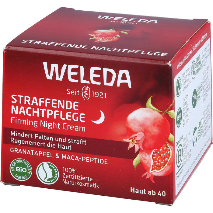 WELEDA straffende Nachtpflege mit Granatapfel & Maca-Peptiden mindert Falten  und regeneriert die Haut, 40 ml Cream