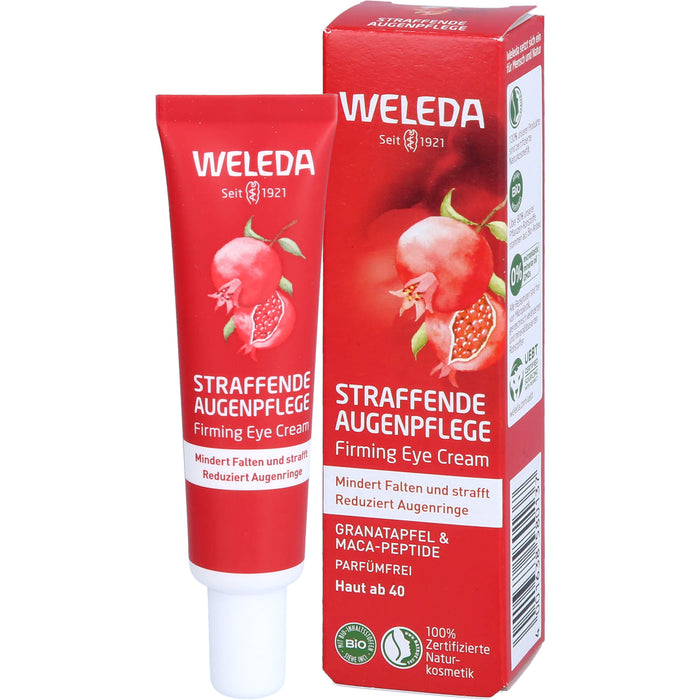 WELEDA straffende Augenpflege Granatapfel & Maca-Peptide mindert Falten und strafft und reduziert Augenringe, 12 ml Crème