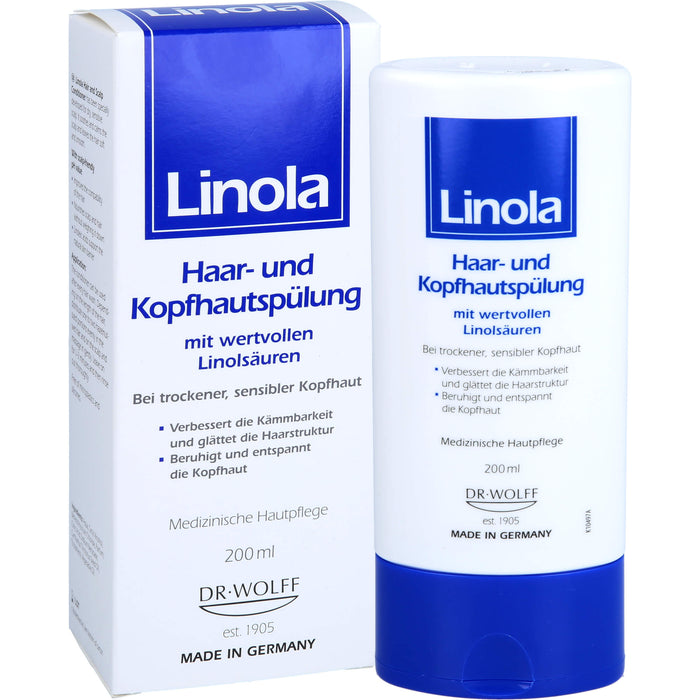 Linola Haar- und Kopfhautspülung für trockene und empfindliche Kopfhaut, 200 ml Cream