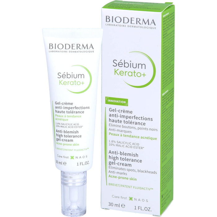 BIODERMA Sebium Kerato+ Gel-Crème Anti-Unreinheiten-Pflege bei unreiner bis zu Akne neigender Haut, 30 ml Cream