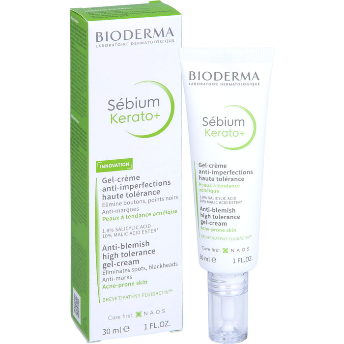 BIODERMA Sebium Kerato+ Gel-Crème Anti-Unreinheiten-Pflege bei unreiner bis zu Akne neigender Haut, 30 ml Cream