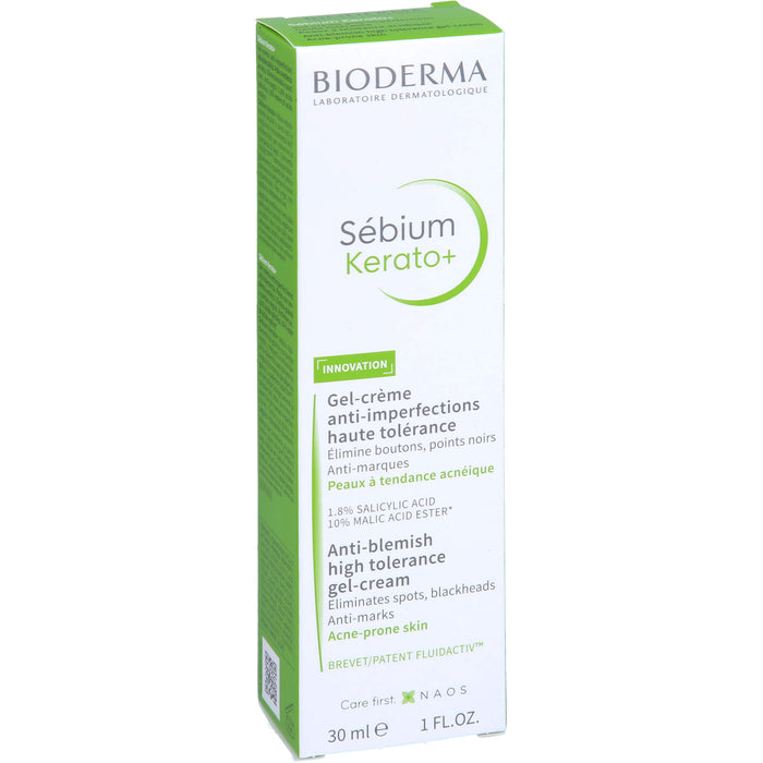BIODERMA Sebium Kerato+ Gel-Crème Anti-Unreinheiten-Pflege bei unreiner bis zu Akne neigender Haut, 30 ml Cream
