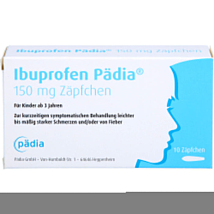 Pädia Ibuprofen 150 mg Zäpfchen bei Schmerzen und Fieber, 10 St. Zäpfchen