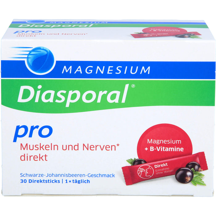 Magnesium-Diasporal Pro Muskeln und Nerven Direktsticks mit schwarzem-Johannisbeeren-Geschmack, 30 St. Sticks