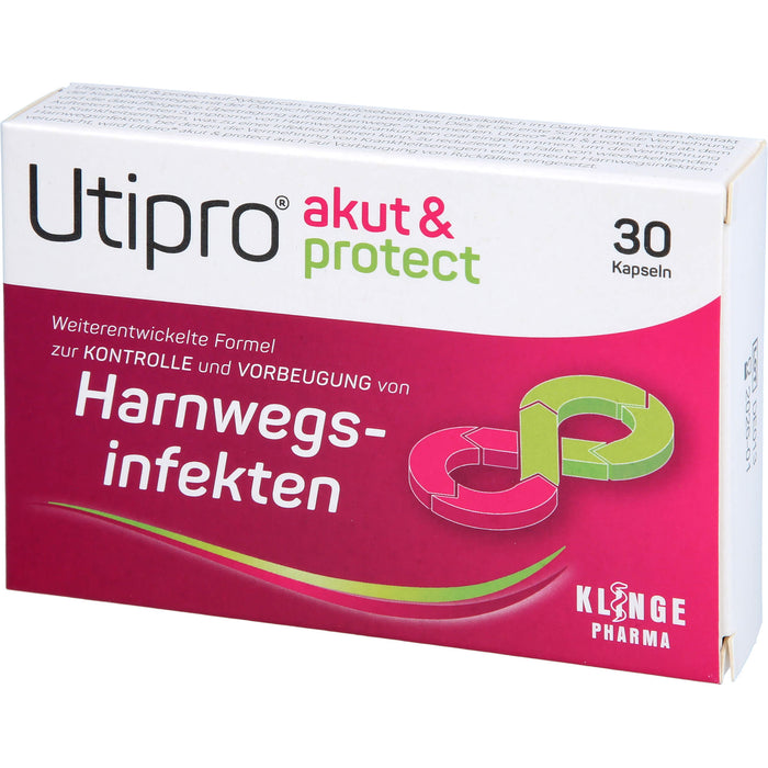 Utipro akut & protect Kapseln zur Kontrolle und Vorbeugung von Harnwegsinfekten, 30 pcs. Capsules