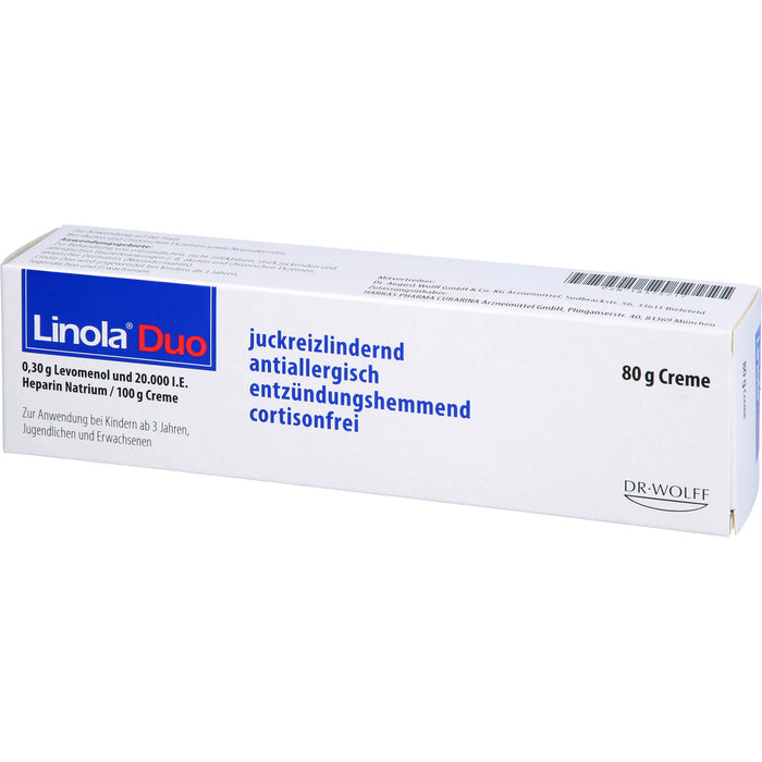 Linola Duo Cortisonfreie Creme gegen Juckreiz bei Neurodermitis und Ekzemen, 80 g Cream