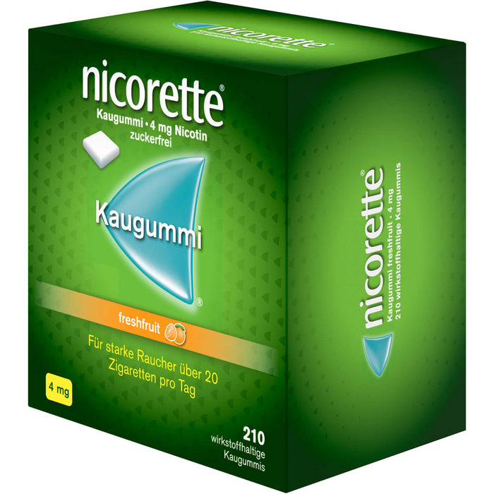 Nicorette Kaugummi 4 mg freshfruit zur Rauchentwöhnung, 210 pcs. Chewing gum