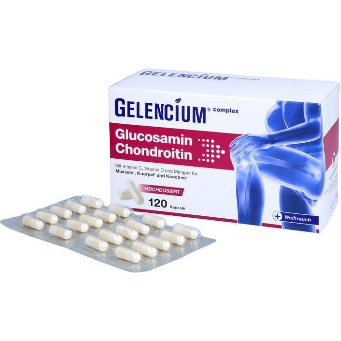GELENCIUM Glucosamin Chondroitin Kapseln hochdosiert mit Vitamin C, 120 pcs. Capsules