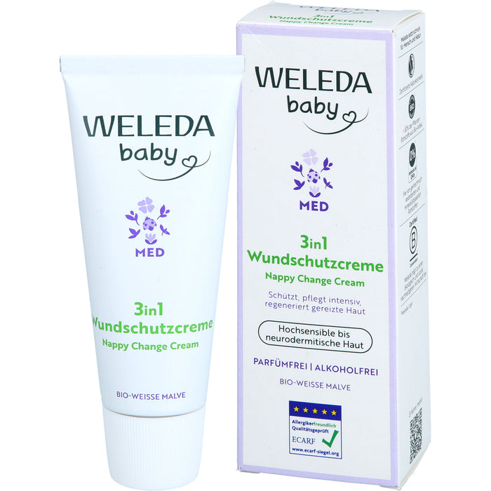 WELEDA	Baby Med 3in1 Wundschutzcreme weiße Malve für hochsensible und sehr trockene Haut, 50 ml Crème