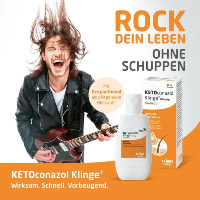 KLINGE Ketoconazol 20 mg/g Shampoo zur  Behandlung von Infektionen der Kopfhaut, 60 ml Shampoing
