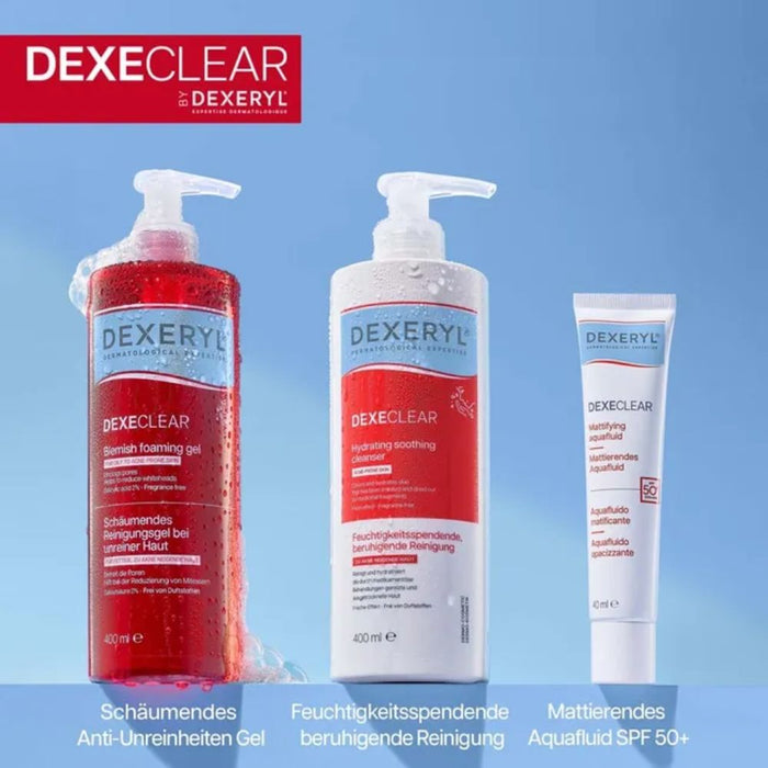 DEXECLEAR schäumendes Reinigungsgel bei unreiner Haut, 200 ml Gel