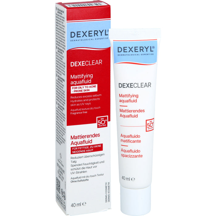DEXECLEAR mattierendes Aquafluid SPF 50+ bei unreiner Haut, Pickeln und zu Akne neigende Haut, 40 ml Cream