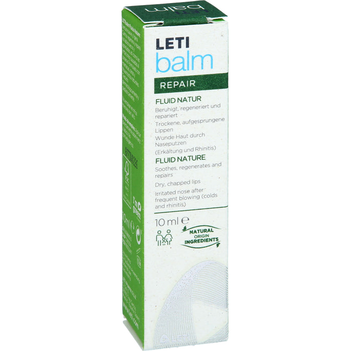 LETI balm Fluid Natur - Schützender Nasen- und Lippenbalsam bei trockener und rissiger Haut mit natürlichen Inhaltsstoffen, 10 ml Cream