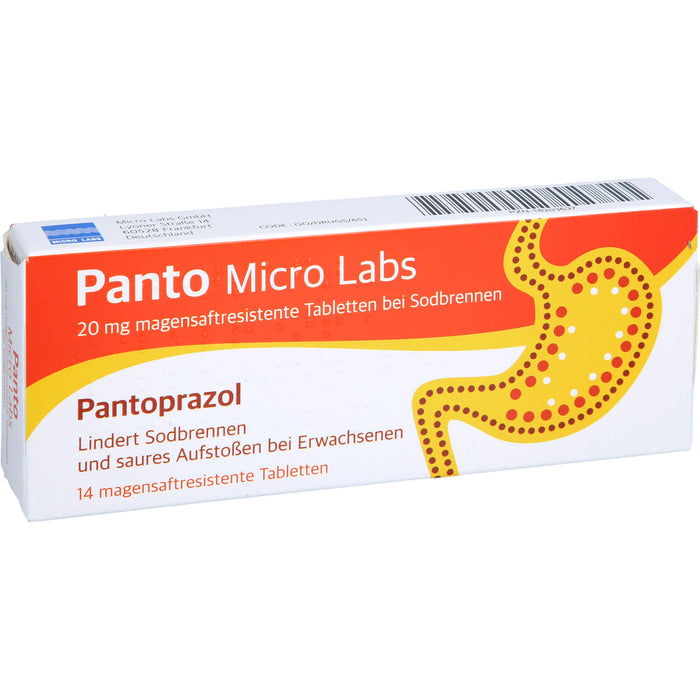 Panto Micro Labs 20 mg Pantoprazol Tabletten bei Sodbrennen, 14 pcs. Tablets