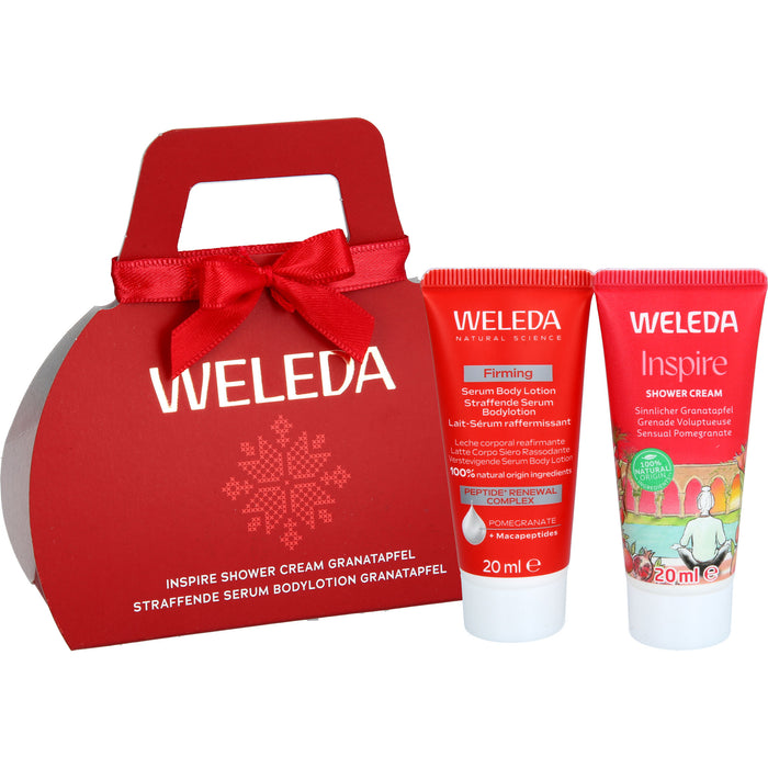 WELEDA Mini Geschenkset Granatapfel mit Inspire Shower Cream Granatapfel  und straffender Serum Bodylotion, 40 ml Cream