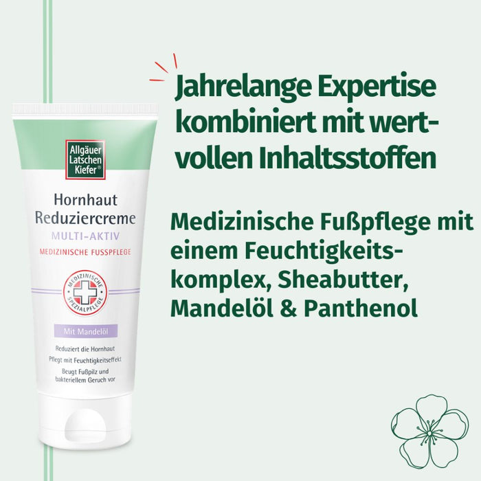 Allgäuer Latschenkiefer Hornhaut Reduziercreme Multi-Aktiv reduziert Hornhaut effektiv, beugt Fußpilz und bakteriellem Geruch vor, pflegt intensiv mit Feuchtigkeits-Effekt, 100 ml Crème