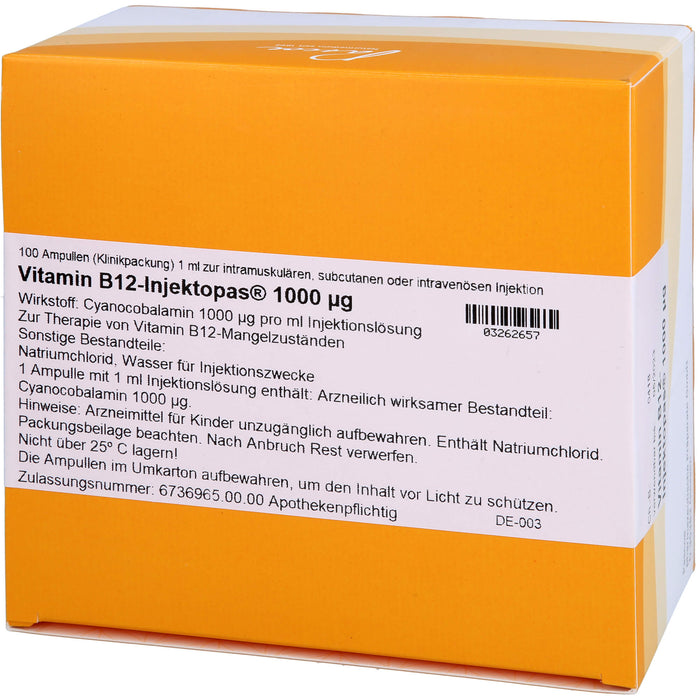 Vitamin B12-Injektopas  1000 µg, 100 pc Ampoules