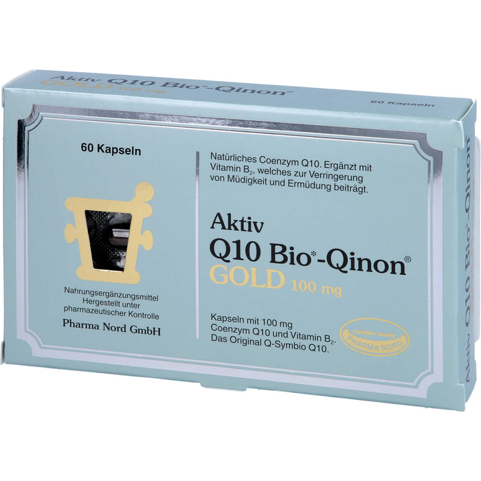 Pharma Nord Aktiv Q10 Bio-Qinon Gold 100 mg Kapseln zur Verringerung  von Müdigkeit und Ermüdung, 60 pcs. Capsules