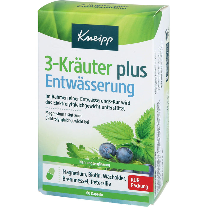 Kneipp 3-Kräuter plus Entwässerung Kapseln im Rahmen einer Entwässerungs-Kur, 60 pc Capsules