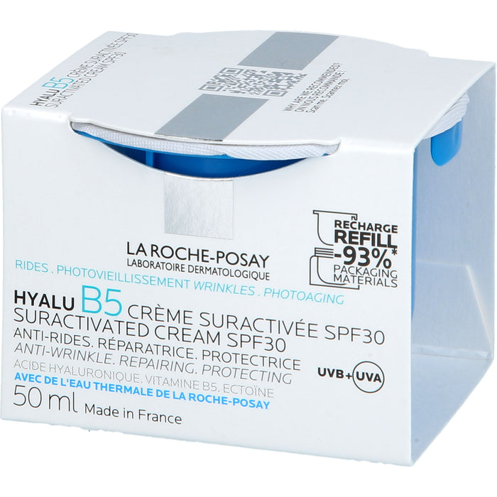 La Roche-Posay Hyalu B5 Suractivated Cream LSF 30 Anti-Falten-Pflege, regenerierend, schützend Nachfüllpack, 50 ml Cream