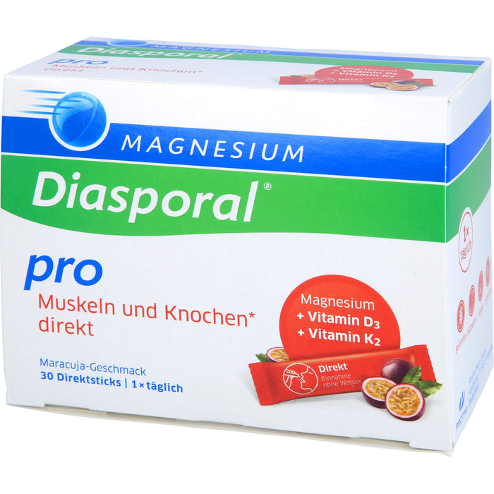 Magnesium-Diasporal Pro Direktgranulat für Muskeln und Knochen mit Maracuja-Geschmack, 30 St. Sticks