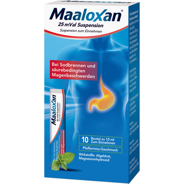 Maaloxan 25 mVal Suspension bei Sodbrennen  Pfefferminz-Geschmack, 10 pc Solution