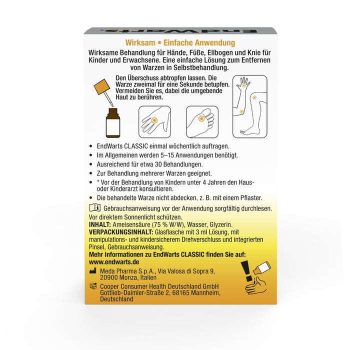 EndWarts classic Warzenbehandlung für Hände und Füße Lösung, 3 ml Solution