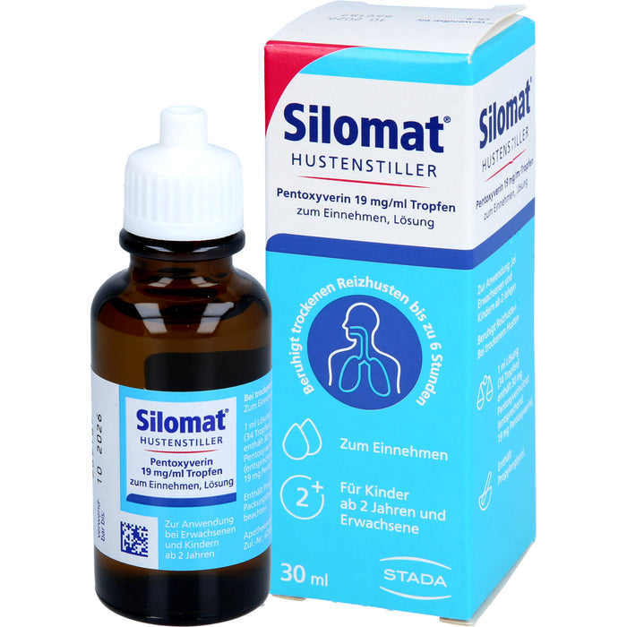 Silomat Hustenstiller Pentoxyverin 19 mg/ml Tropfen beruhigt trockenen Reizhusten, 30 ml Solution