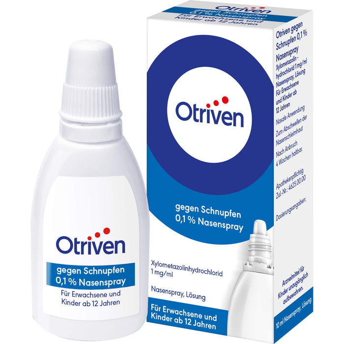 Otriven 0,1 % Nasenspray für Erwachsene bei Schnupfen, 10 ml Solution