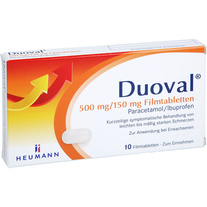 Duoval 500 mg Paracetamol / 150 mg Ibuprofen Filmtabletten, 10 pc Tablettes