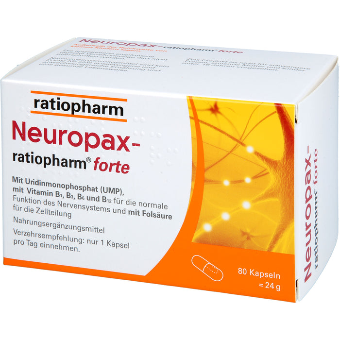 Neuropax-ratiopharm forte Kapseln mit Uridinmonophosphat (UMP), Vitamin B12 und Folsäure zur Unterstützung der Nervenregeneration, 80 pcs. Capsules