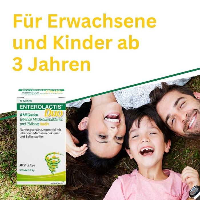 Enterolactis Duo - natürliche Versorgung der Darmflora und des Darmmikrobioms mit L. Casei DG & Inulin - laktosefrei & glutenfrei, 10 pcs. Sachets